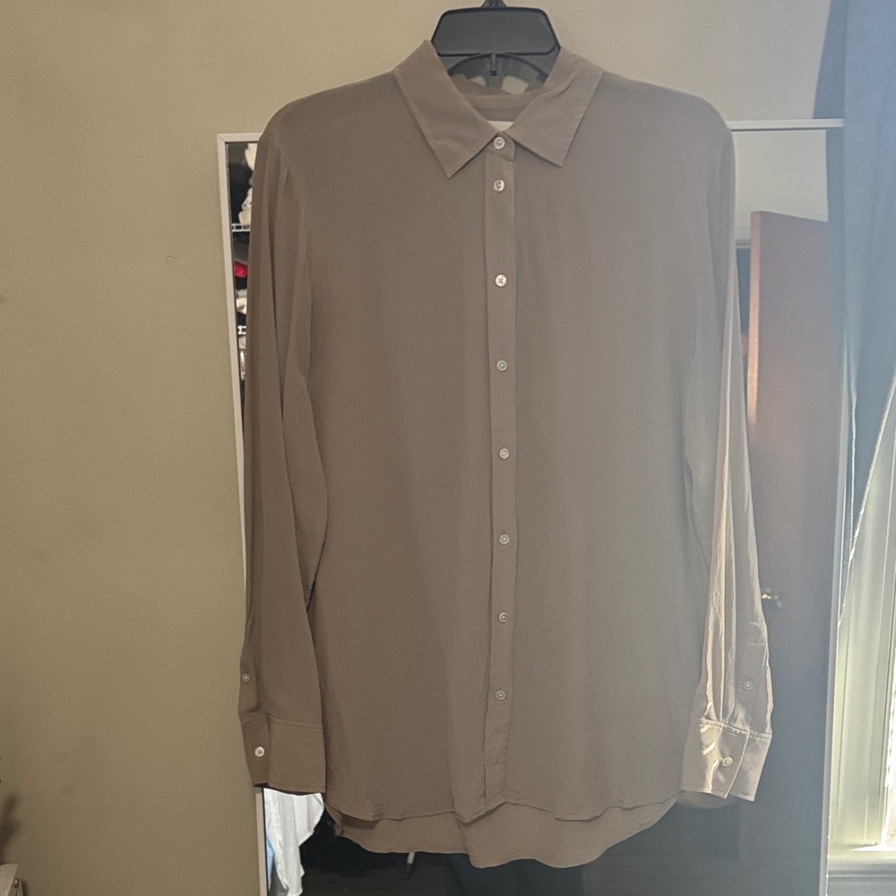 Everlane Taupe Button-Down Shirt